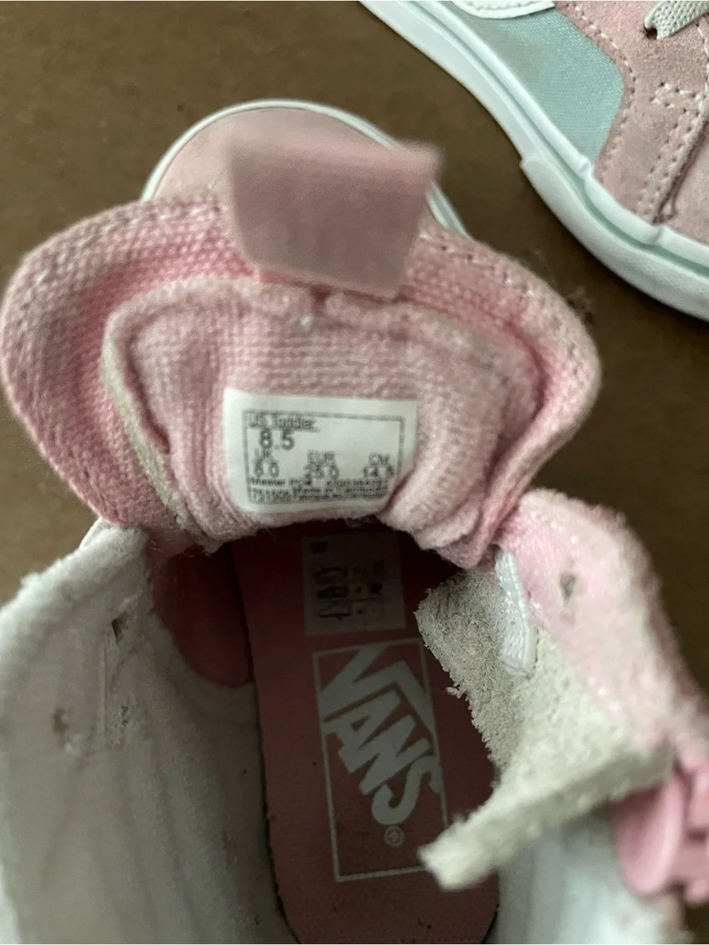 Vans Kids Pink and White High-Top Sneakers
